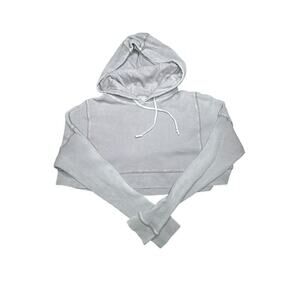 Mono B Cropped Hoodie – Size Large – Light Grey, 100% Cotton, Waffle Knit